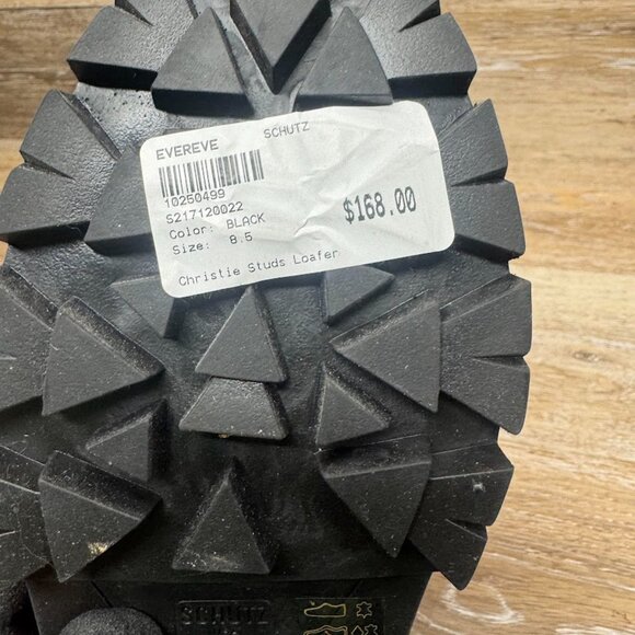 Schutz Christie Black Leather Slip On Studded Loafers Women's Size 8 - Picture 2 of 8